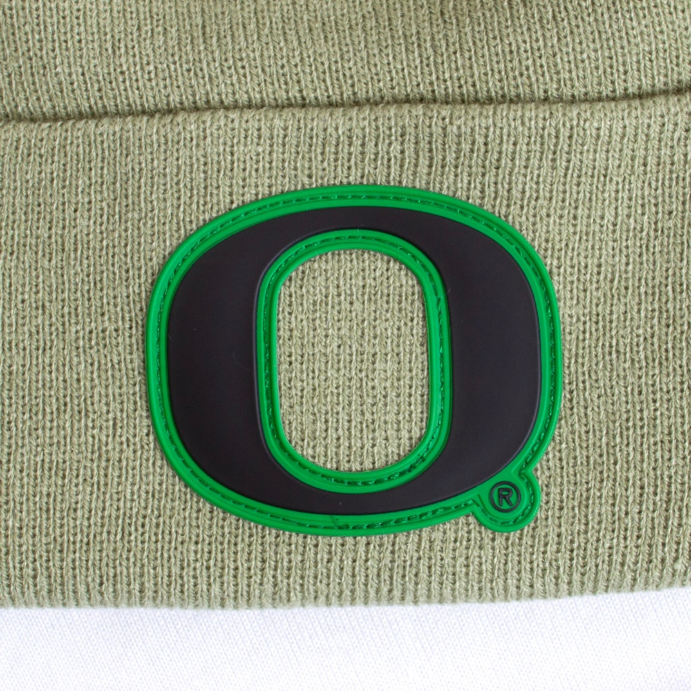 Classic Oregon O, Nike, Green, Beanie, Acrylic, Accessories, Unisex, Football, Terra, Standard Cuff, Sideline, Hat, 799126